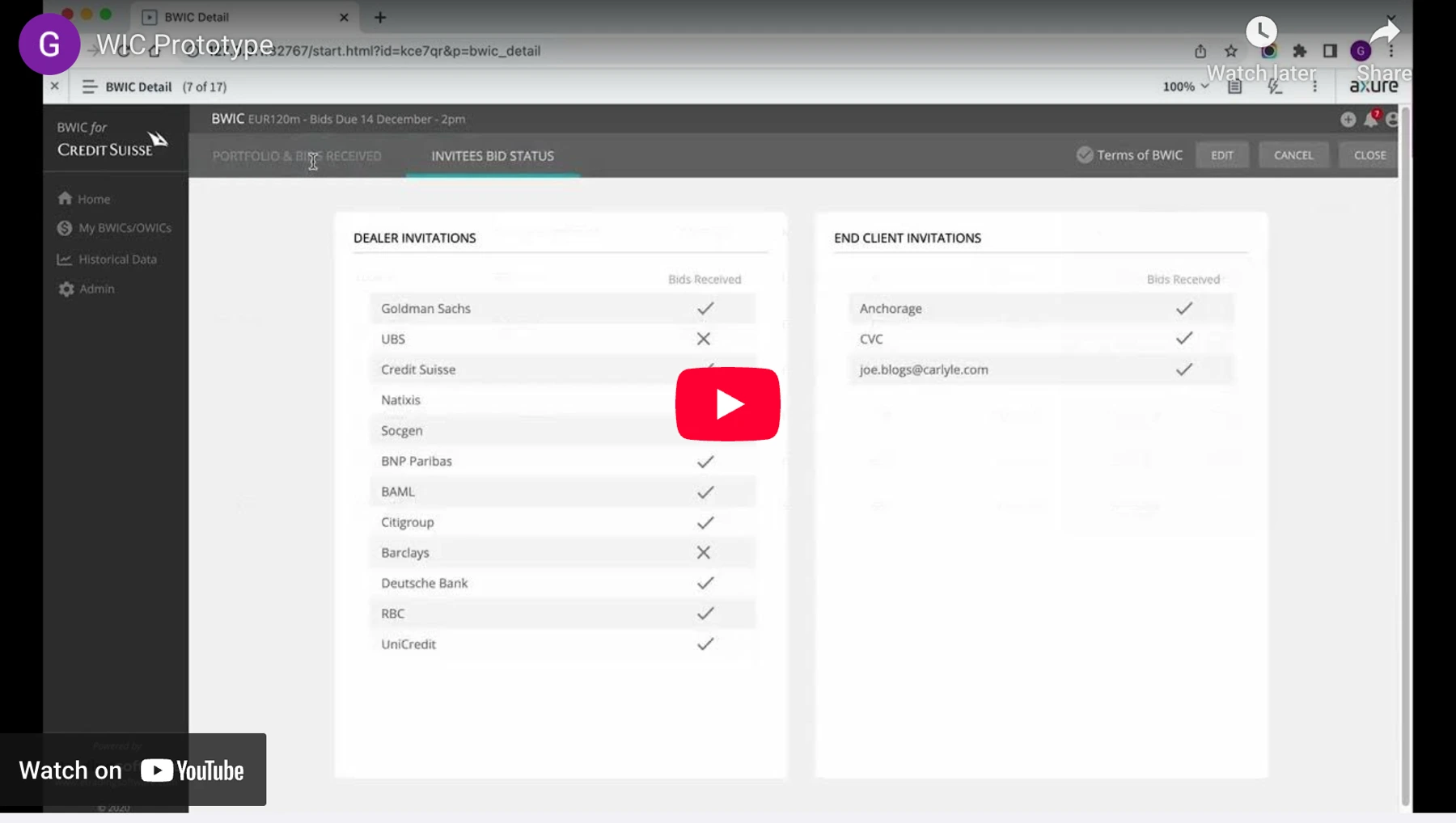 WIC Platform low-fidelity prototype video