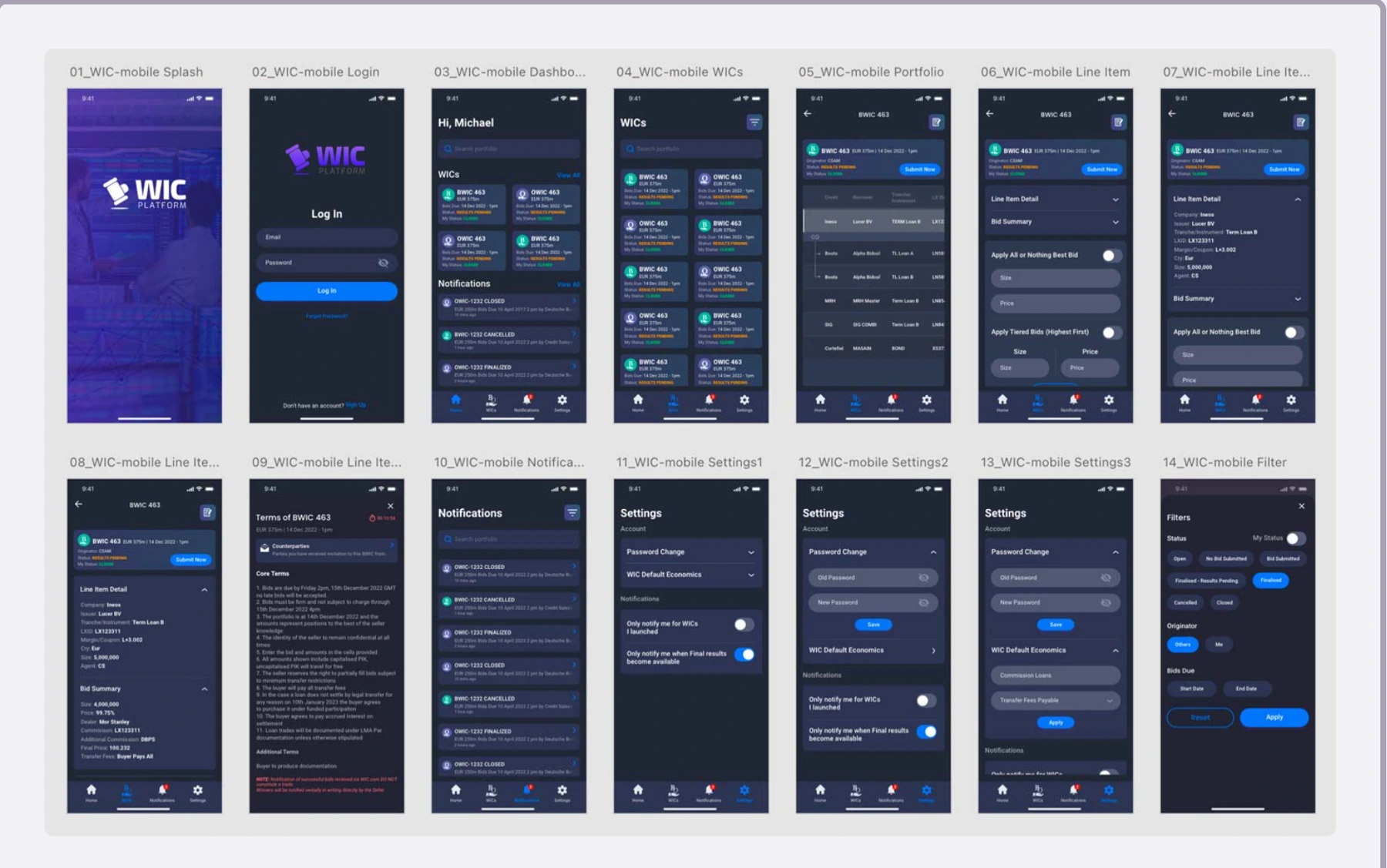 WIC Mobile high-fidelity screens